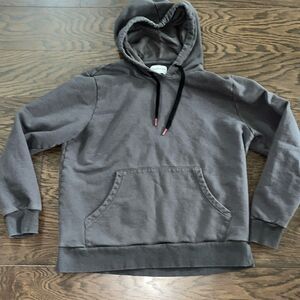 Worn used pilled Melrose Place Hooded Hoodie solid Gray fleece men’s Sweatshirt